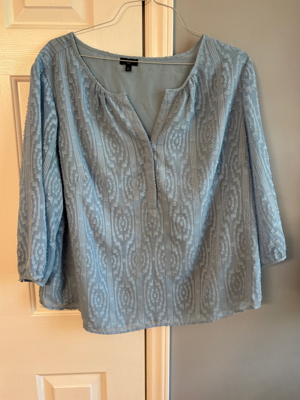 Talbots Powder Blue Textured Split-Neck Tunic